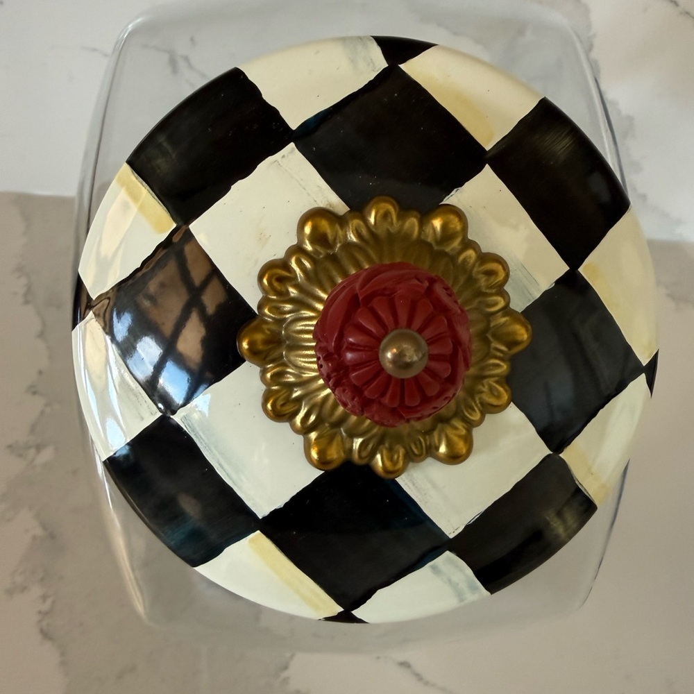 Mackenzie Childs Courtly Check Cookie Jar. - Picture 3 of 10